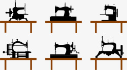 黑色缝纫机桌上的缝纫机矢量图高清图片