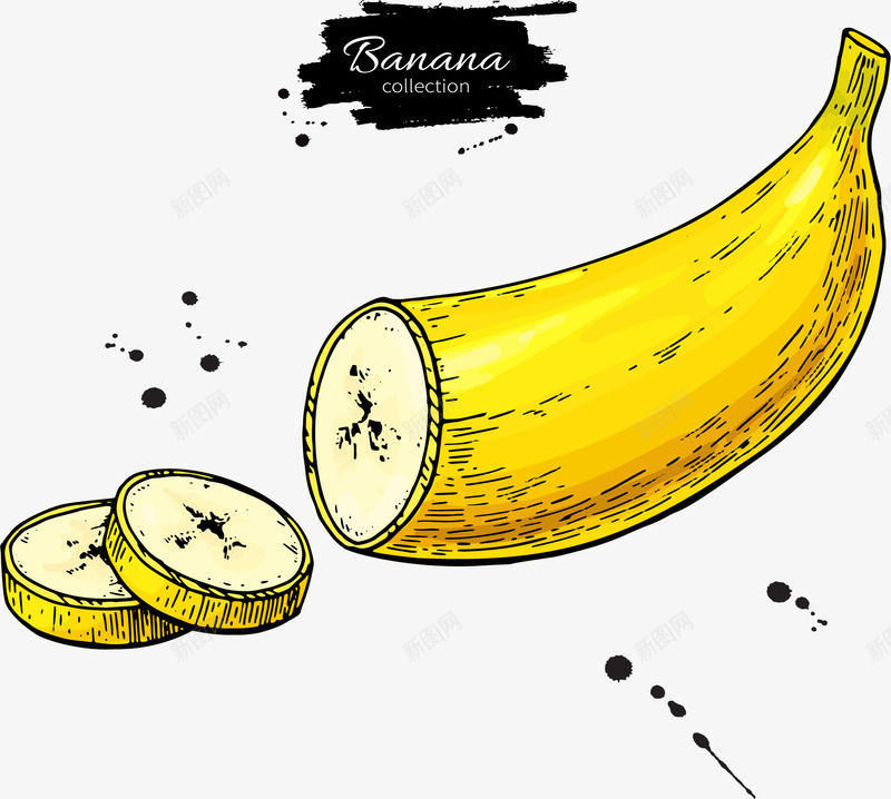 切片香蕉矢量图eps免抠素材_88icon https://88icon.com 切片 手绘香蕉 水果 矢量素材 香蕉 矢量图