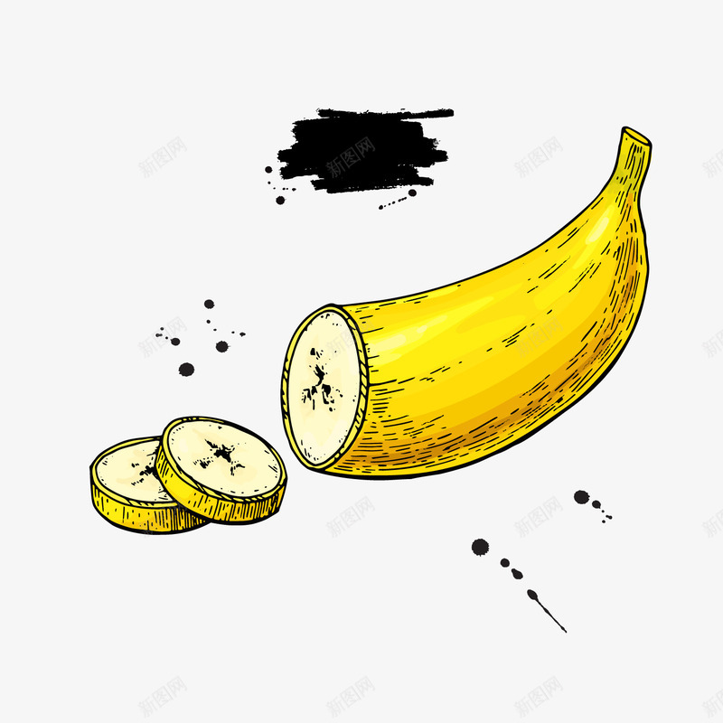 切片的黄色香蕉矢量图ai免抠素材_88icon https://88icon.com 切开的香蕉 水果 香蕉 黄色 矢量图