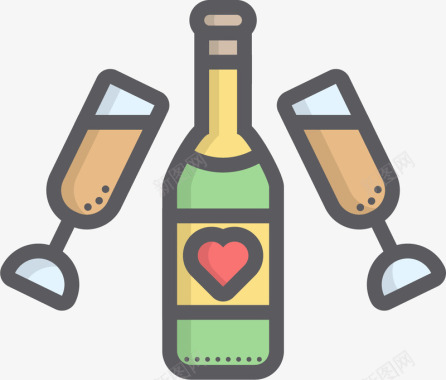 酒杯爱情酒杯卡通标矢量图图标图标