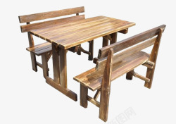 碳化木快餐桌椅素材