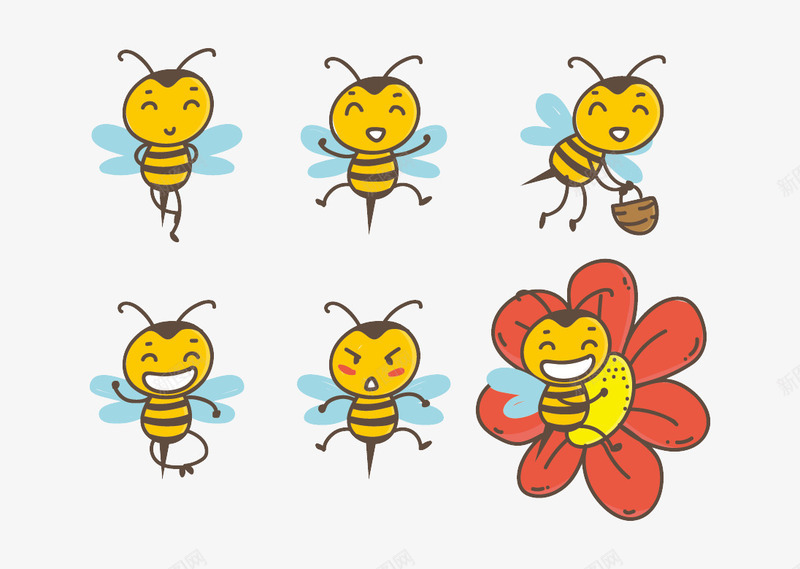 可爱简笔画蜜蜂矢量图eps免抠素材_88icon https://88icon.com 可爱 简笔画 花 蜂蜜 蜜蜂 矢量图