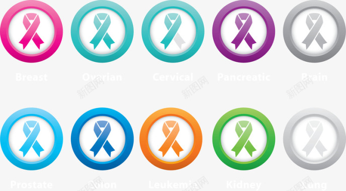 不同颜色的癌症图标图标