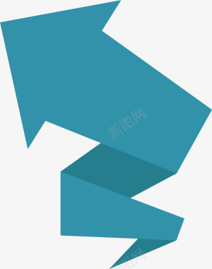 创意折纸伞创意蓝色折纸箭头图标图标