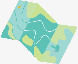 绿色折纸旅游地图矢量图素材