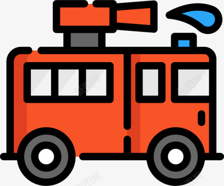 卡通船红色消防车卡通图标图标