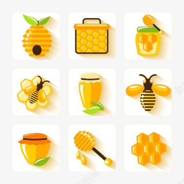 9款精美蜂蜜元素图标图标