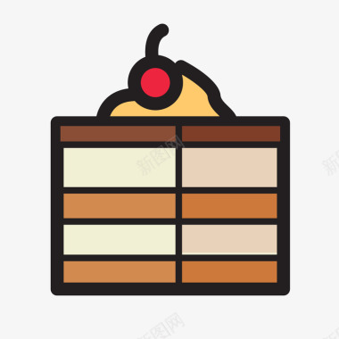 美味的食物棕色奶油蛋糕卡通图标图标
