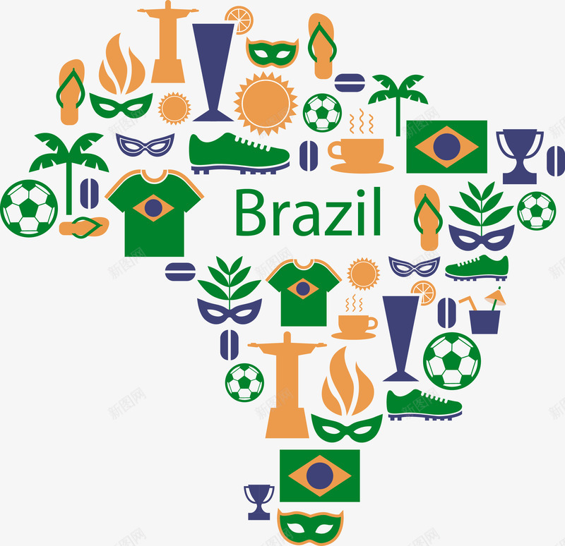 运动元素png免抠素材_88icon https://88icon.com 体育元素 体育背景 巴西足球 背景装饰 运动元素