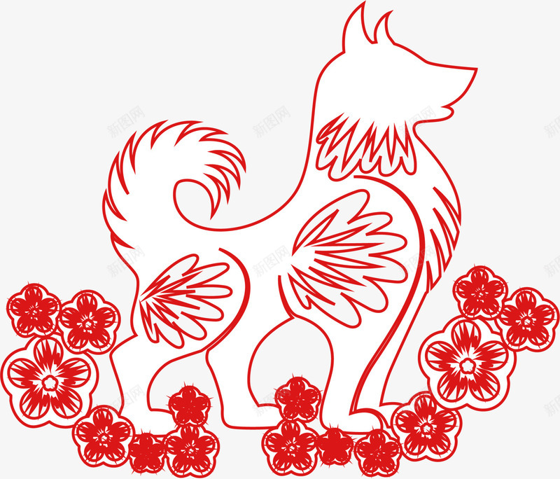 春节红色小狗剪纸png免抠素材_88icon https://88icon.com 中国风 小狗剪纸 新年剪纸 新春剪纸 春节剪纸 红色小狗