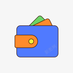 手绘钱包卡包蓝色圆角钱包元素矢量图图标高清图片