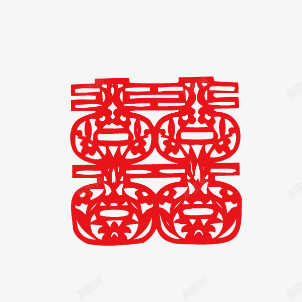 喜字双喜剪纸花纹红色镂空png免抠素材_88icon https://88icon.com 剪纸 双喜 喜字 红色 花纹 镂空