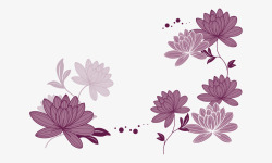 手绘线稿紫色唯美荷花素材