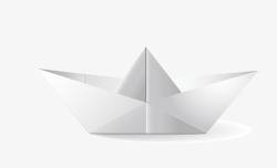 白色折纸立体小船素材