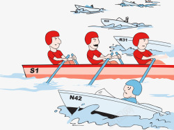 赛艇皮划艇运动赛艇比赛矢量图高清图片