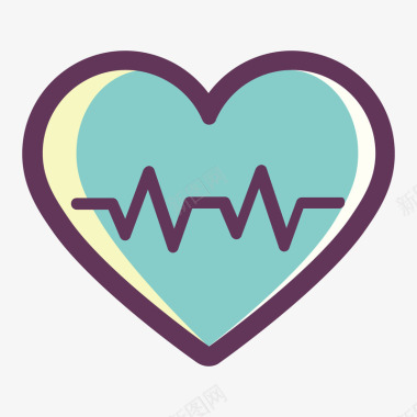 心脏监护仪蓝色手绘线稿心脏跳动矢量图图标图标