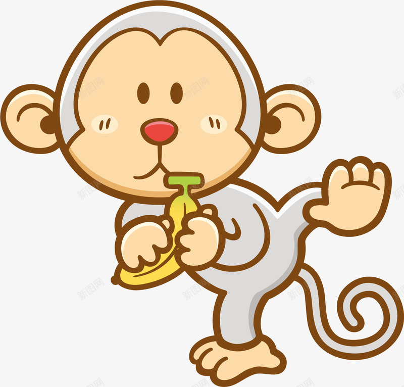 小猴拿着香蕉矢量图ai免抠素材_88icon https://88icon.com 动物 可口 可爱 小猴 水彩 美味 香蕉 矢量图