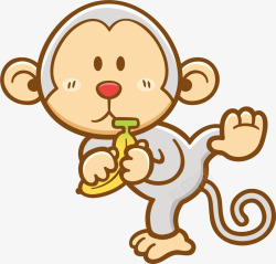 小猴拿着香蕉矢量图素材