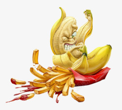 创意香蕉薯条素材