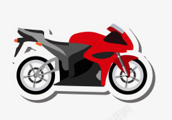 红色摩托赛车贴纸图素材