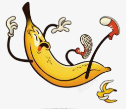 创意香蕉人踩果皮素材