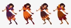四个女孩四个不同颜色衣服的舞蹈女孩高清图片