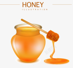 蜂蜜和搅蜜棒素材