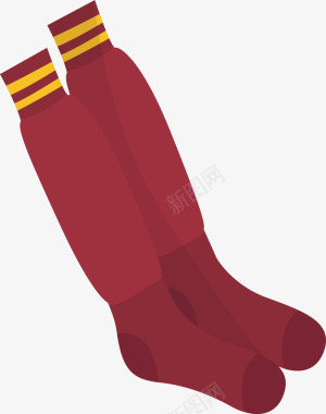 圣诞袜手绘足球运动红色足球袜图标矢量图图标