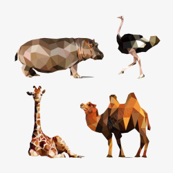 矢量折纸长颈鹿4款立体折纸动物高清图片