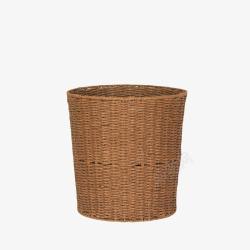 镂空篮子棕色容器没有盖子的垃圾桶编织物高清图片