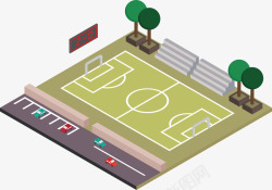 露天绿色3D足球场地矢量图素材