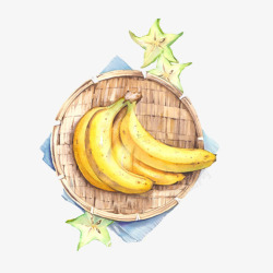香蕉杨桃手绘画片素材