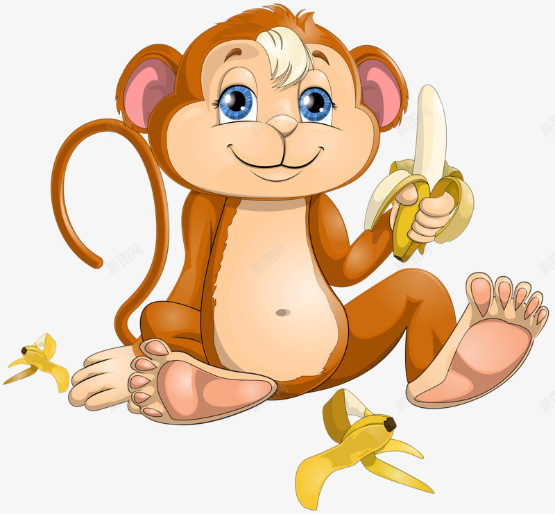 吃香蕉的小猴子png免抠素材_88icon https://88icon.com 动物 可爱 吃香蕉 小猴子 水彩