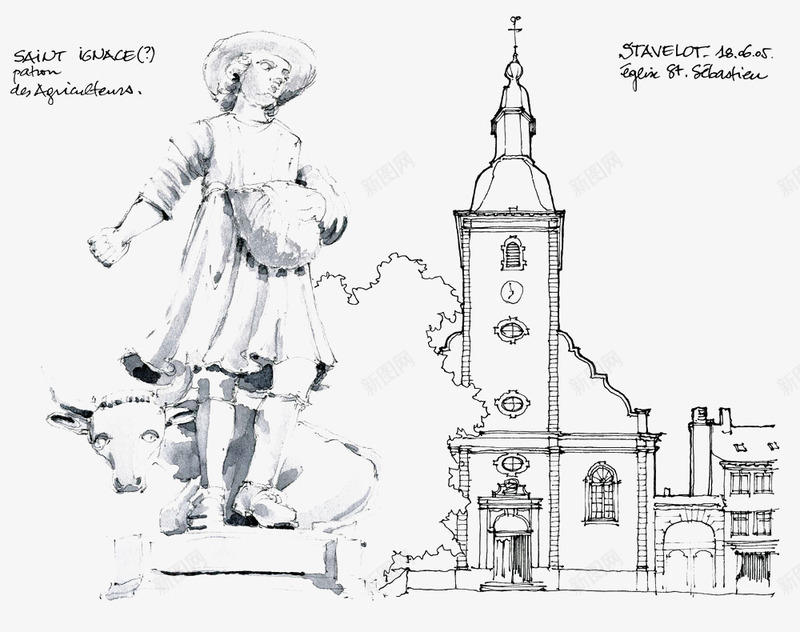 手绘建筑风景线稿png免抠素材_88icon https://88icon.com 场景 建筑 建筑手绘 建筑线稿 建筑风景 线描风景 风景线稿