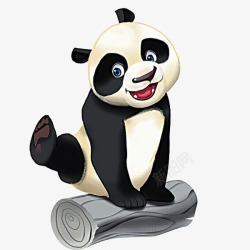 卡通熊猫玩木头素材