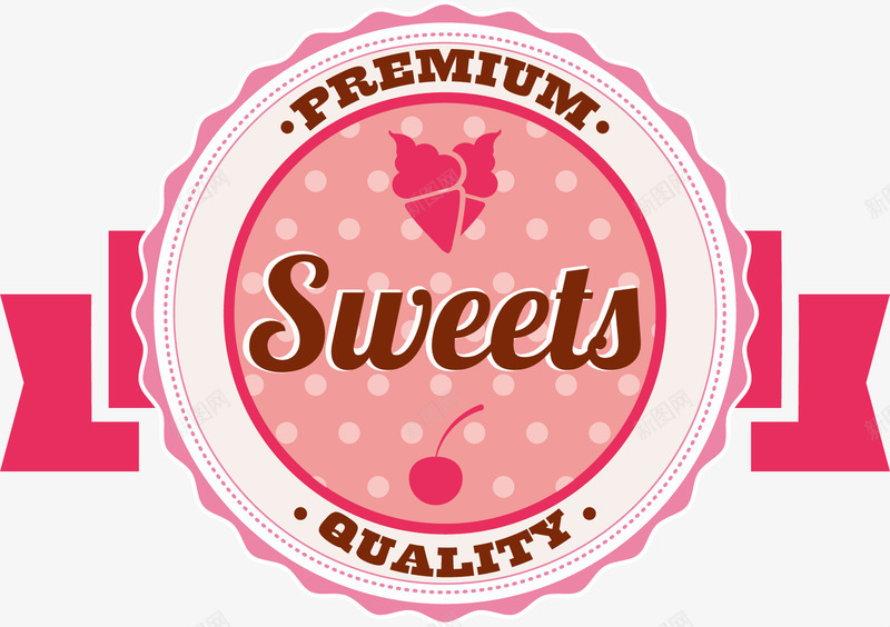 粉色甜品贴纸标签png免抠素材_88icon https://88icon.com sweet 冰淇淋 卡通标签 甜品 粉色 贴纸