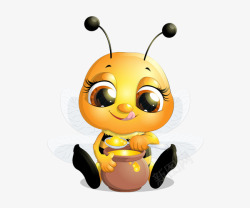 卡通手绘蜂蜜和小蜜蜂素材