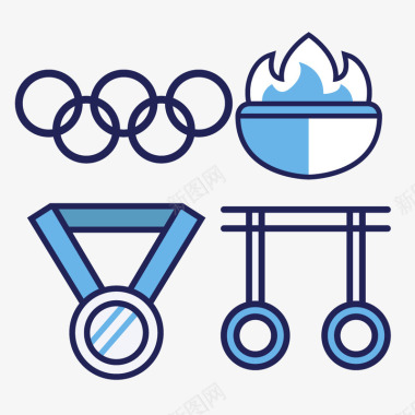 金牌体育奥运五环火炬图标图标