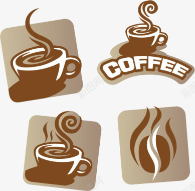 创意咖啡贴纸图标图标