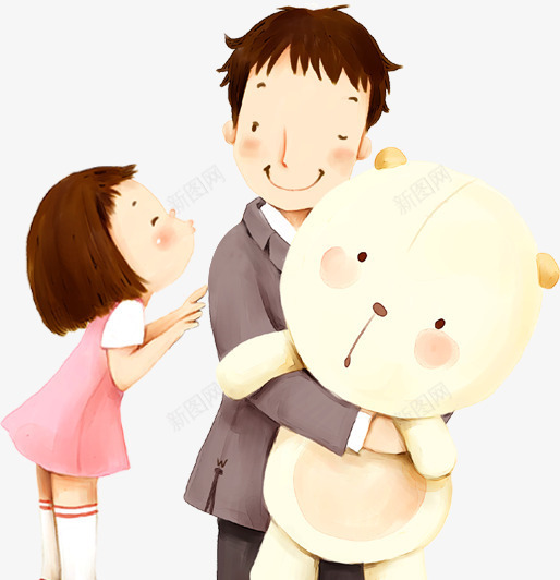 父女情png免抠素材_88icon https://88icon.com 亲情 卡通人物 熊娃娃