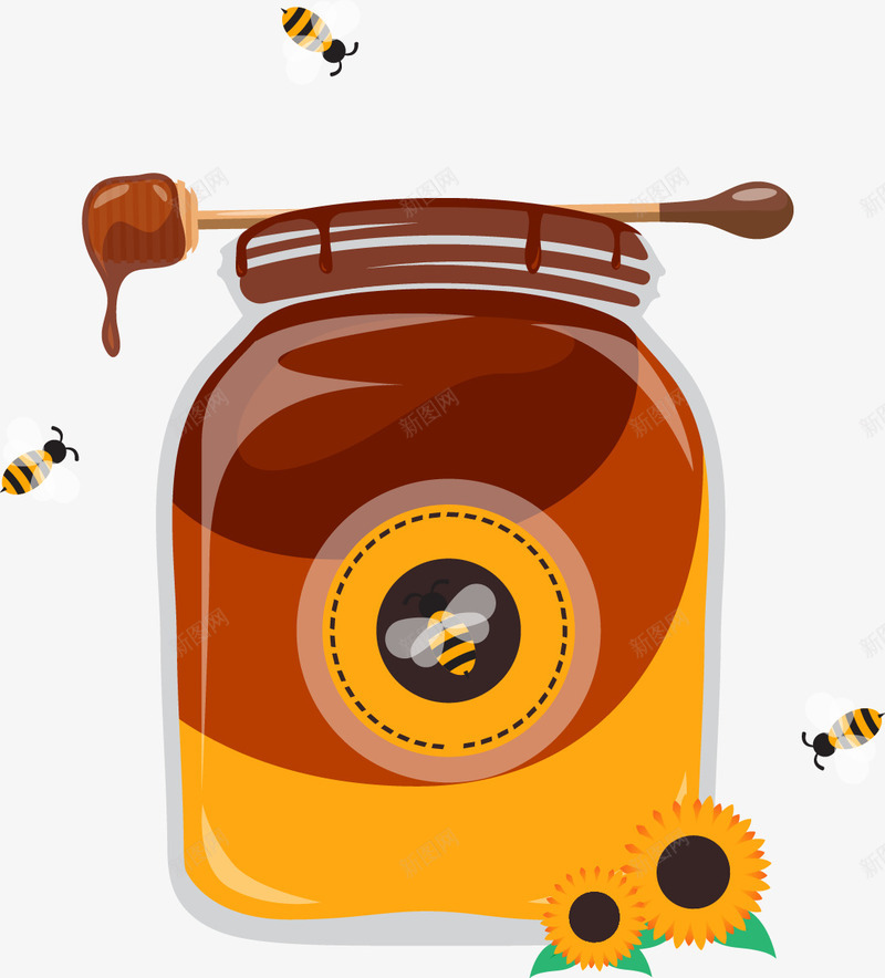 手绘蜂蜜和蜜蜂矢量图ai免抠素材_88icon https://88icon.com 手绘 蜂蜜 蜜蜂 矢量图