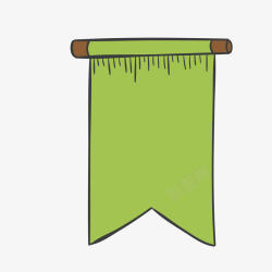 绿色手绘线稿旗帜元素素材
