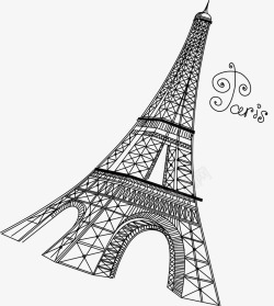 手绘巴黎铁塔素材