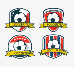 4款创意足球队标签素材