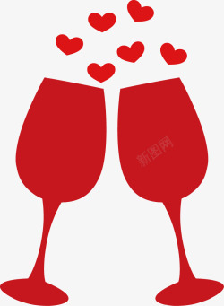 红色酒杯创意婚礼图标矢量图高清图片
