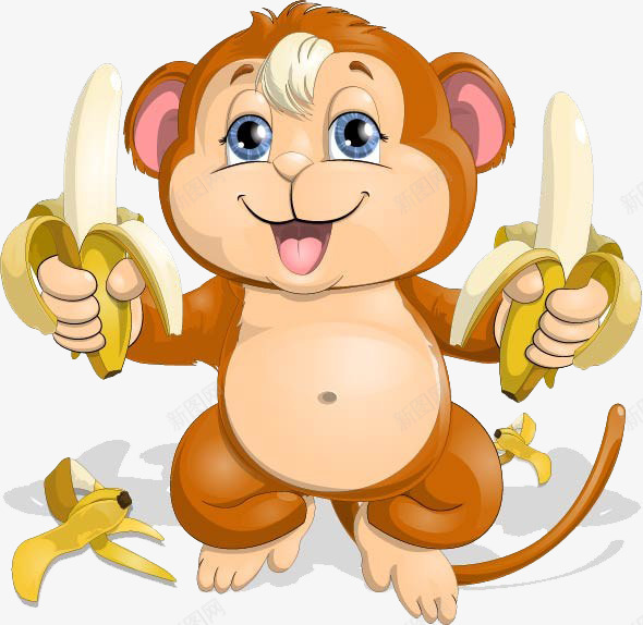 拿香蕉的小猴儿png免抠素材_88icon https://88icon.com 卡通猴子 手绘动物 猴子图案 香蕉