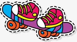 儿童板鞋彩色滑板鞋贴纸矢量图高清图片