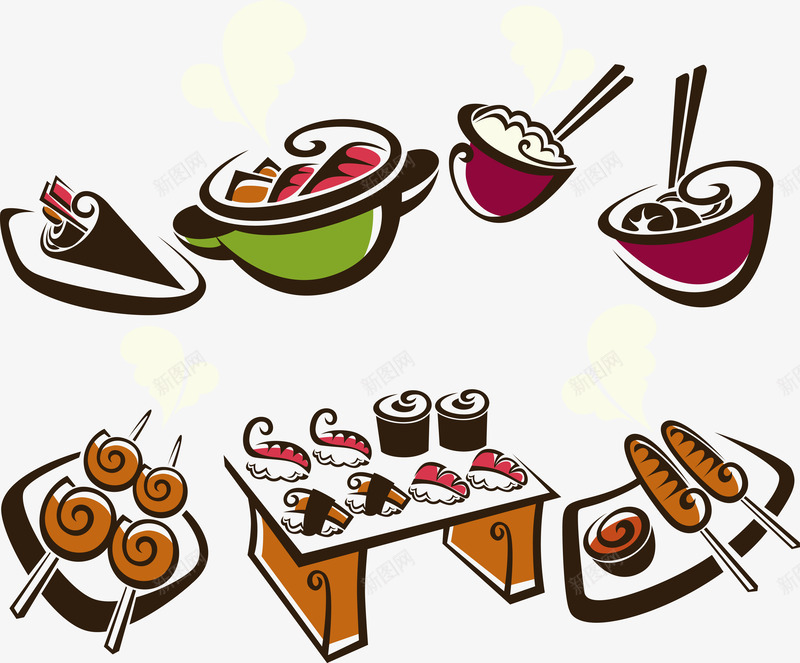 烧烤食材png免抠素材_88icon https://88icon.com 寿司 手绘 插画 桌子 沙拉 烤玉米 烧烤 玉米棒 美食 食材 食物