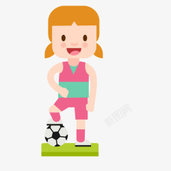 踢足球的小女孩人物矢量图素材