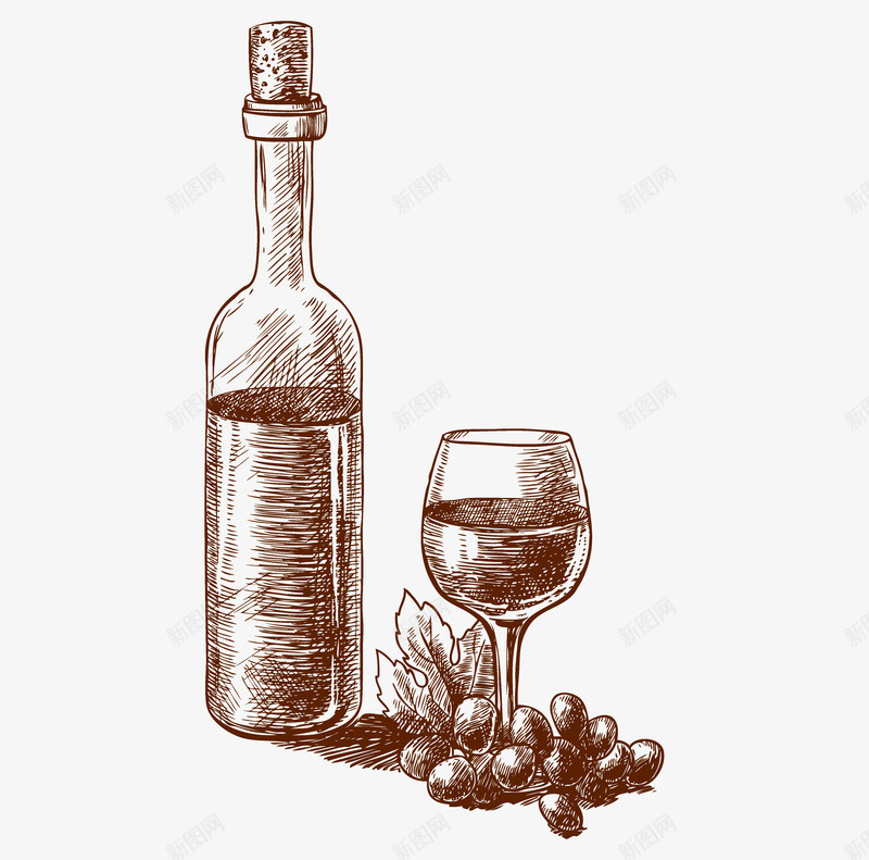 卡通手绘红酒与酒杯png免抠素材_88icon https://88icon.com 创意 动漫动画 卡通 手绘 简约 红酒 酒杯